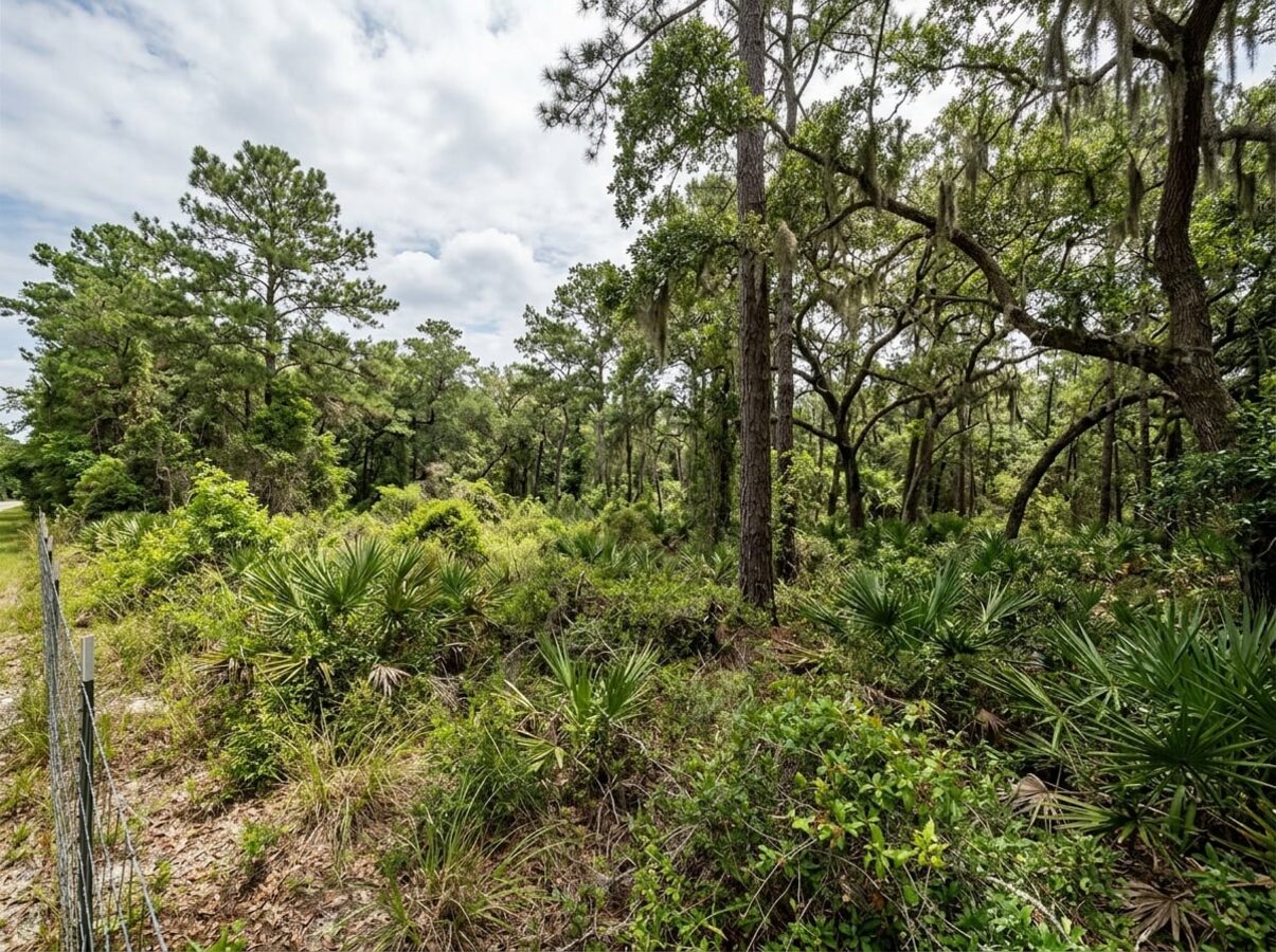 Overgrown lot cleared, grubbed, and graded into a ready-to-build pad — before